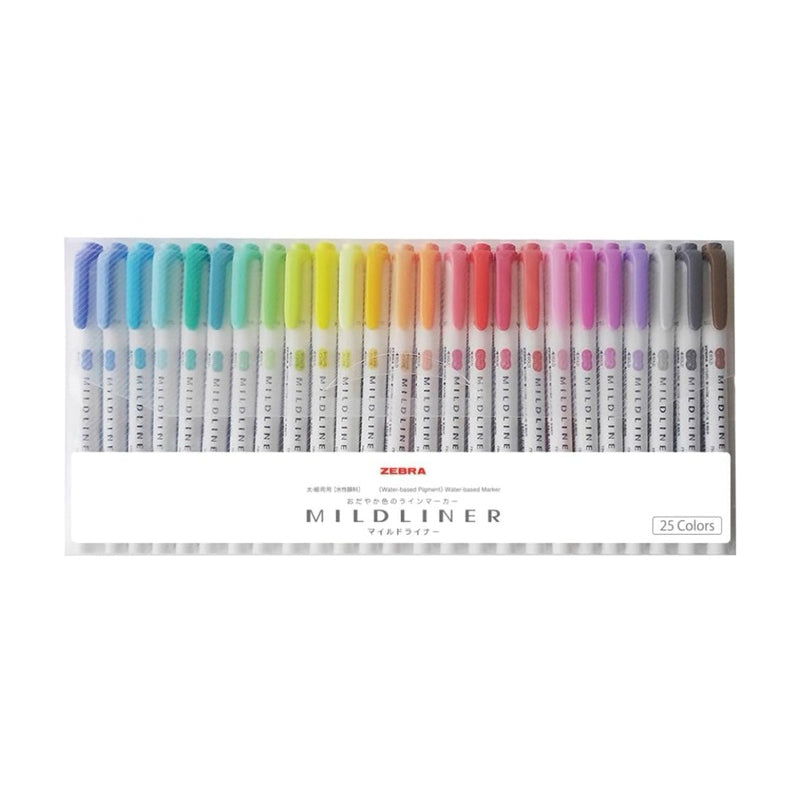 Zebra Mildliner 25 / 35 pcs (With Case) Double Ended Highlighter / Brush Pen