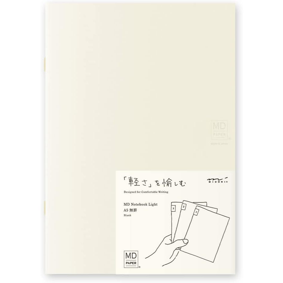 Midori MD Note LIGHT Notebook - Grid / Blank / Ruled / Lined / A6 / B6 / A5