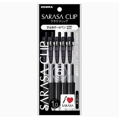 Zebra Sarasa Clip BLACK Gel Ball Pen 0.3 0.4 0.5 0.7 1.0 mm
