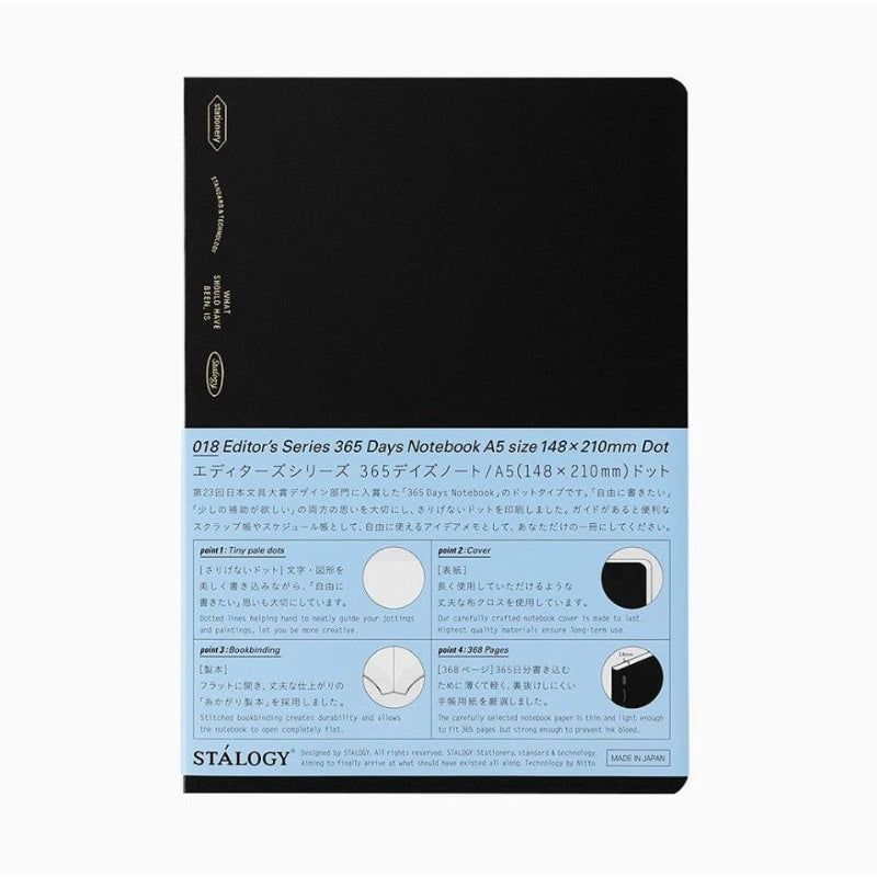 [On Hand] Nitoms STALOGY 365 Days Grid / Dot / Plain Blank Slim Notebook A6 B6 A5 B5 A4