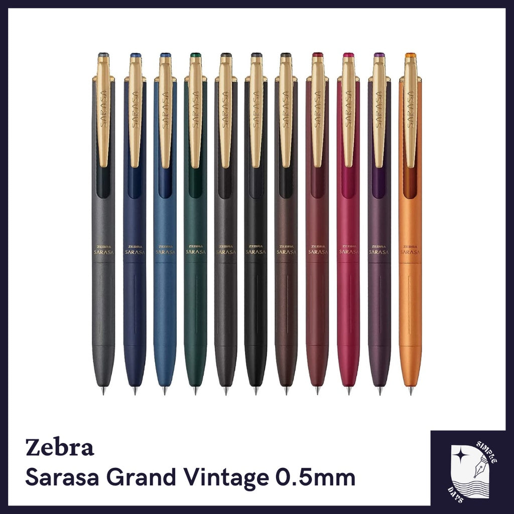 [On Hand] Zebra Sarasa Grand Vintage GOLD Clip Gel Pen 0.5mm - 1pc