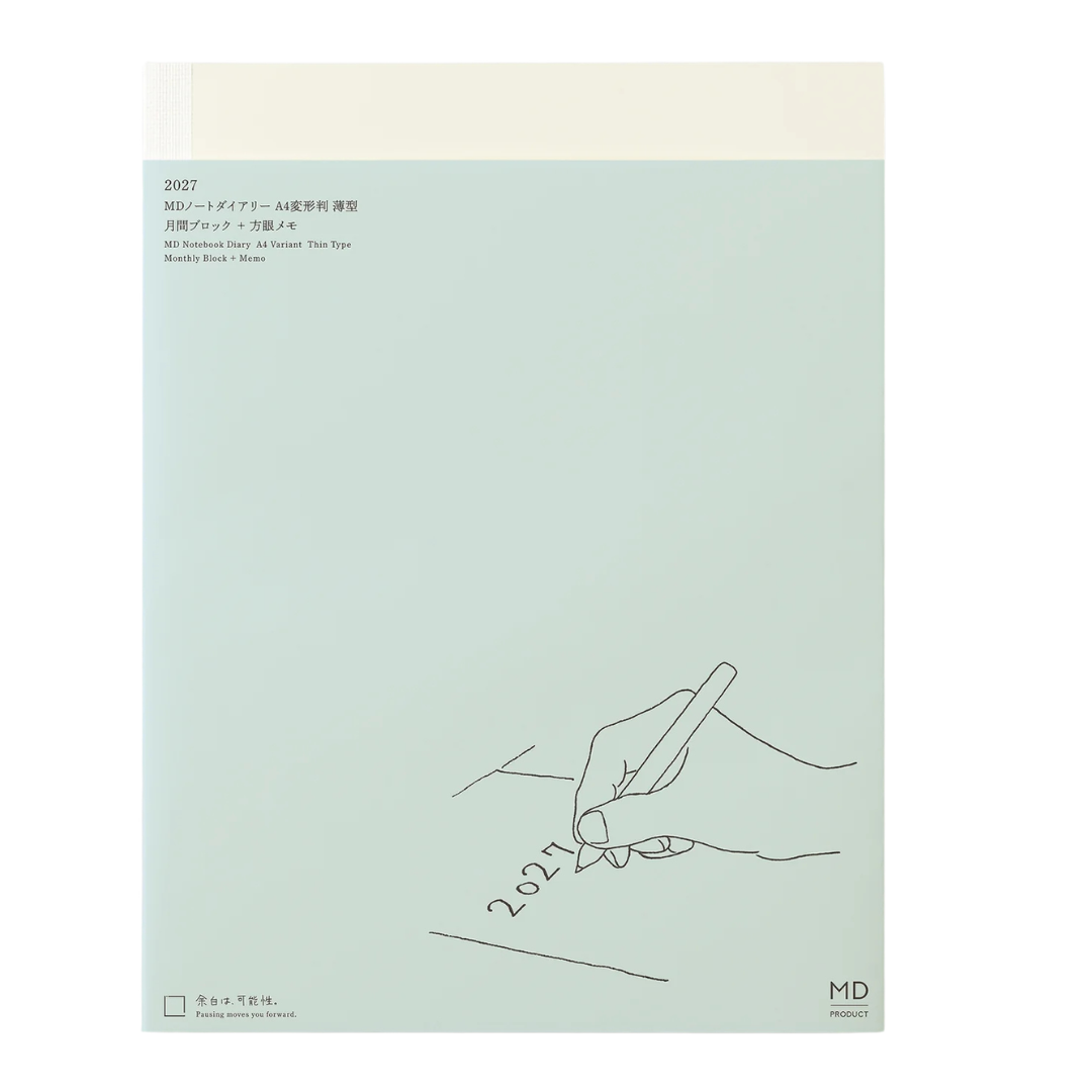 Midori 2027 MD Notebook Diary THIN - Monthly Calendar Planner + Memo (Grid) - A5 / A4