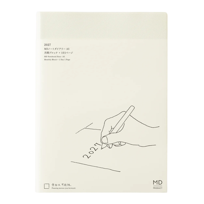 Midori 2027 MD Notebook Diary - 1 Page Per Day With Monthly Calendar Planner - A6 / A5 / Square