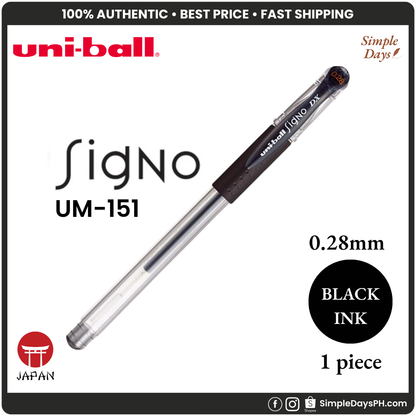 Uni-ball Signo UM-151 Gel Pen - 0.28 mm - Black