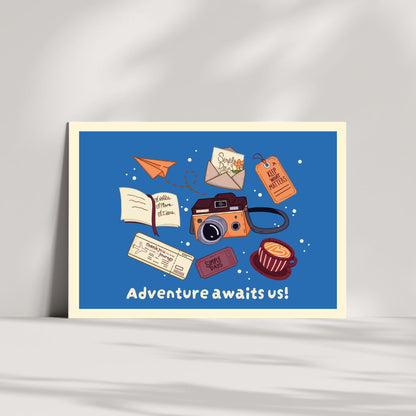 SD Original - Adventure Awaits Postcard - 2 Sided Full Color Art