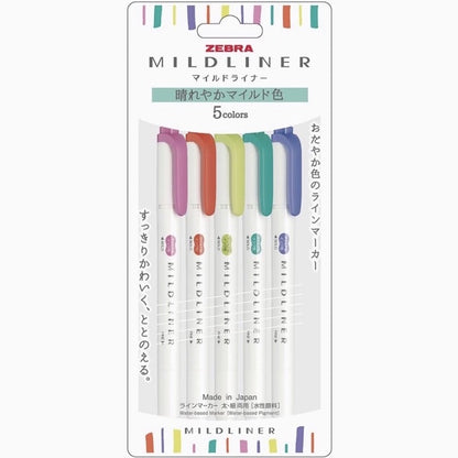 Zebra Mildliner 5 /10 Color SET Double Ended Highlighter & Brush