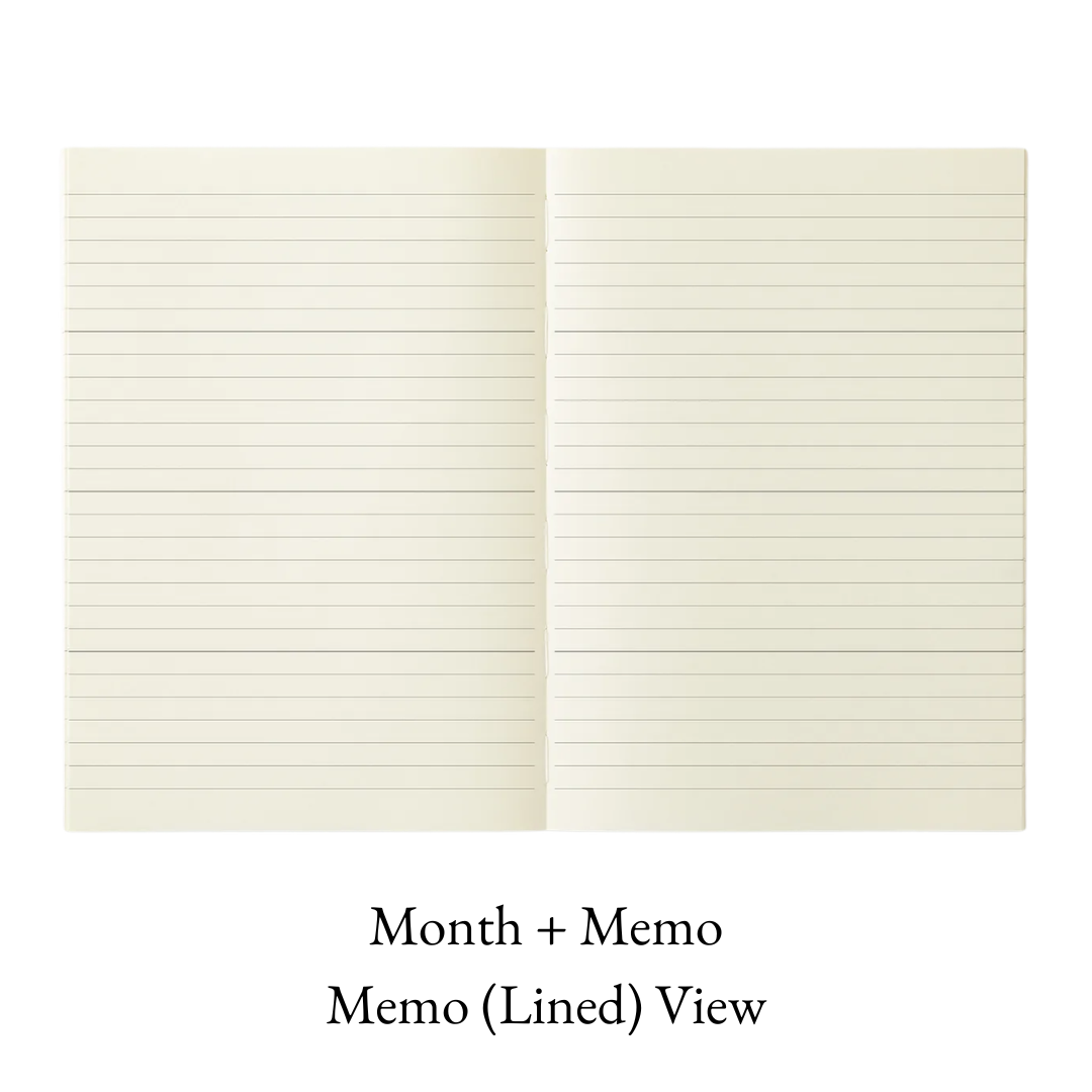 Midori 2027 MD Notebook Diary - Monthly Calendar Planner + Memo (Lined) - A7 / A6 / B6 Slim / A5