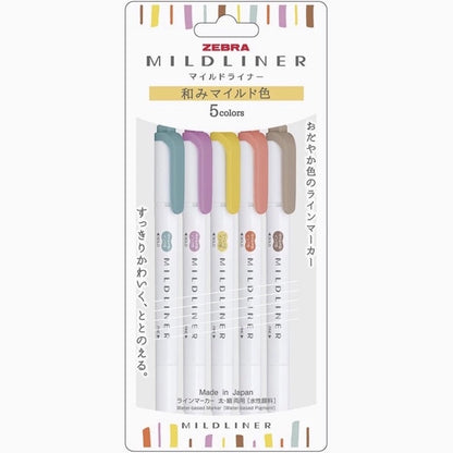 Zebra Mildliner 5 /10 Color SET Double Ended Highlighter & Brush