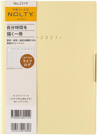 NOLTY Ecri Plus 2027 Planner Notebook - Monthly + Weekly Grid - B6 Size - 2319, 2320