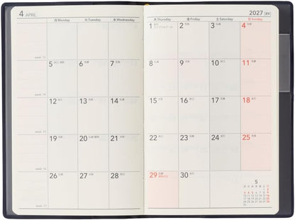 NOLTY 2027 No. 1180 Monthly Gantt Chart + Weekly Planner Pocket Notebook