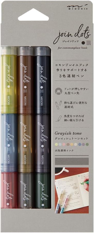 Midori Join Dots 3 Color Link 9 Colors Per Set Water Based Pen Highlighter