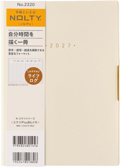 NOLTY Ecri Plus 2027 Planner Notebook - Monthly + Weekly Grid - B6 Size - 2319, 2320