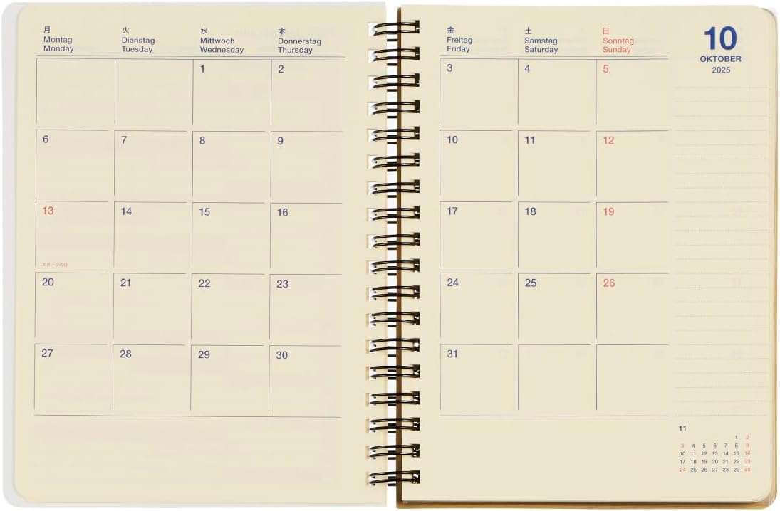 Delfonics Rollbahn 2026 Diary B6 L - Monthly Planner Notebook