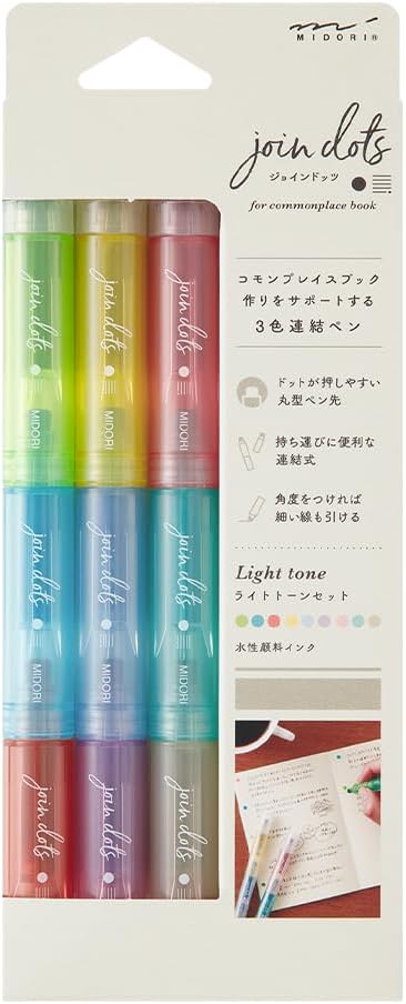 Midori Join Dots 3 Color Link 9 Colors Per Set Water Based Pen Highlighter