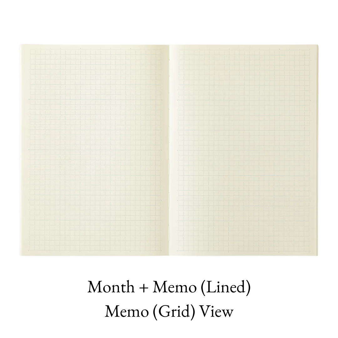Midori 2027 MD Notebook Diary THIN - Monthly Calendar Planner + Memo (Grid) - A5 / A4