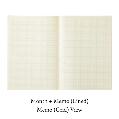 Midori 2027 MD Notebook Diary THIN - Monthly Calendar Planner + Memo (Grid) - A5 / A4