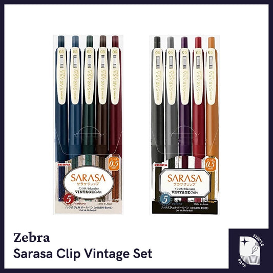 Zebra Sarasa Clip Vintage Gel Pen 5-Color Set