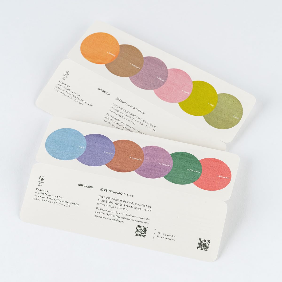 Hobonichi TSUKI no IRO x Kakimori Mini Ink 6 Bottle Set (Jan-Jun Set / July-Dec Set)