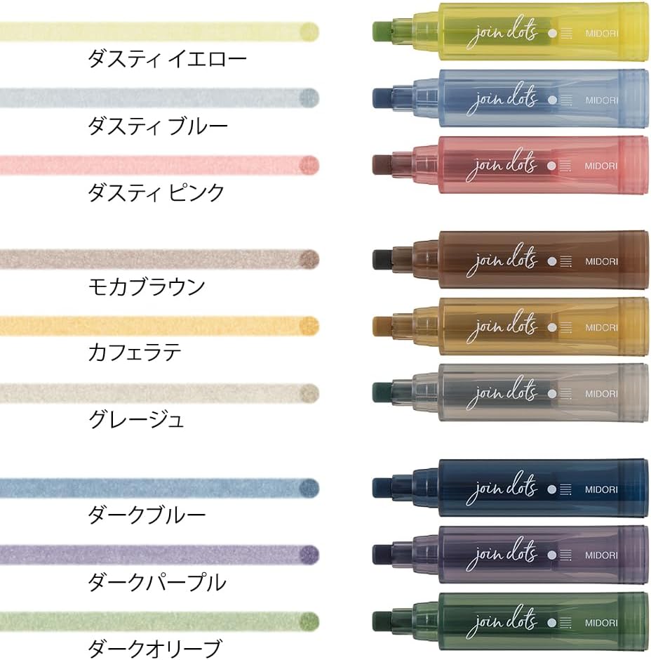 Midori Join Dots 3 Color Link 9 Colors Per Set Water Based Pen Highlighter