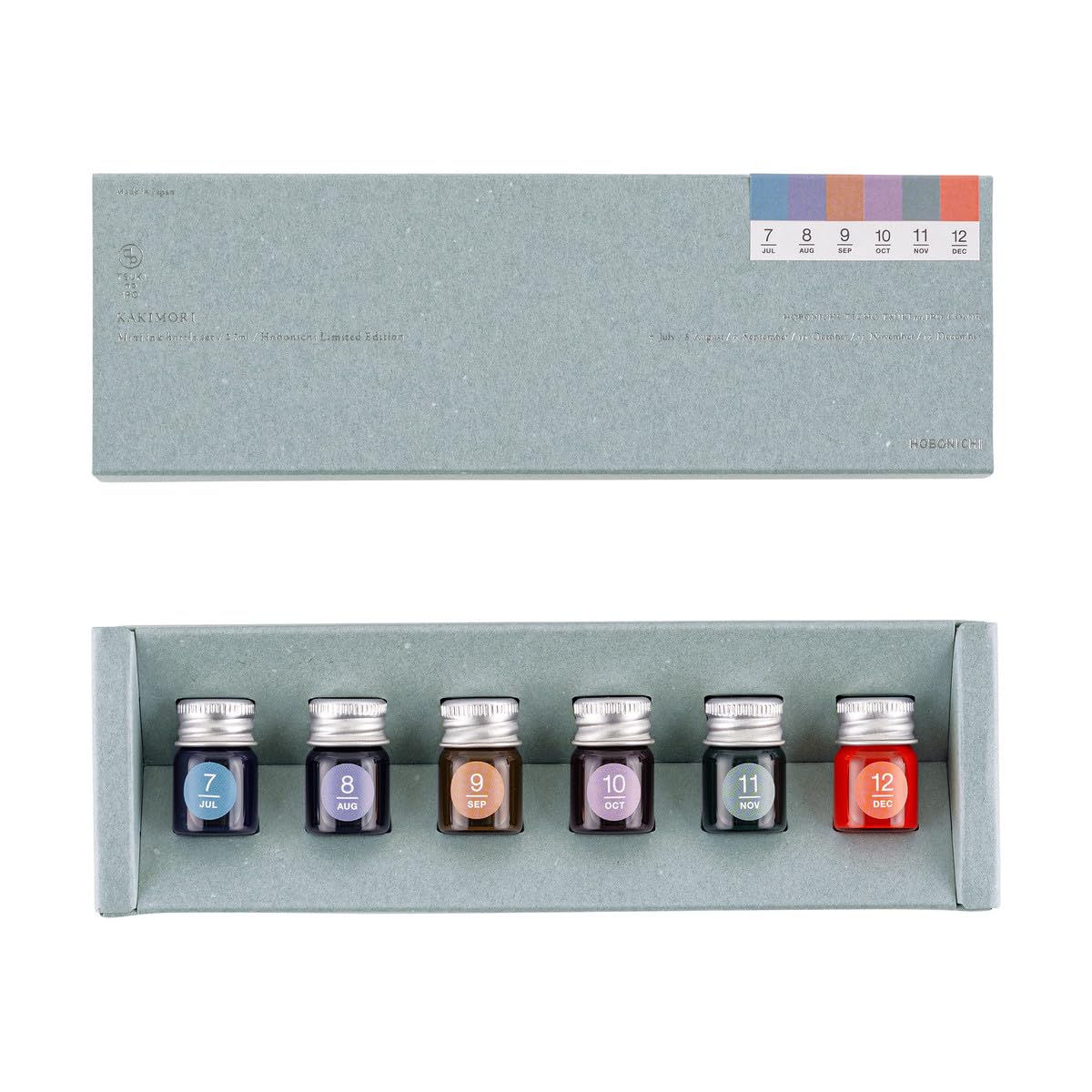 Hobonichi TSUKI no IRO x Kakimori Mini Ink 6 Bottle Set (Jan-Jun Set / July-Dec Set)