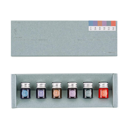 Hobonichi TSUKI no IRO x Kakimori Mini Ink 6 Bottle Set (Jan-Jun Set / July-Dec Set)