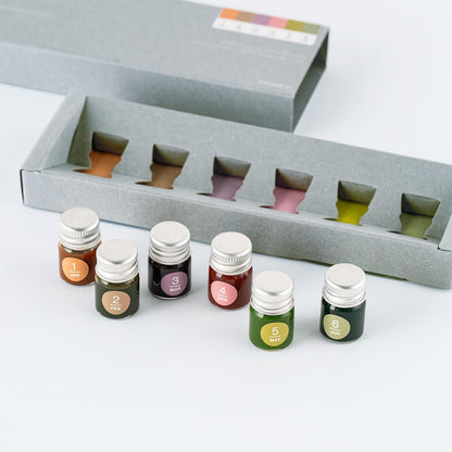 Hobonichi TSUKI no IRO x Kakimori Mini Ink 6 Bottle Set (Jan-Jun Set / July-Dec Set)