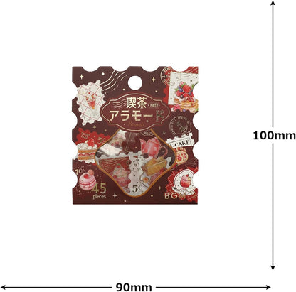 BGM Flake Stickers Set 45 pieces Coffee Shop A La Mode Post Office Postage Red
