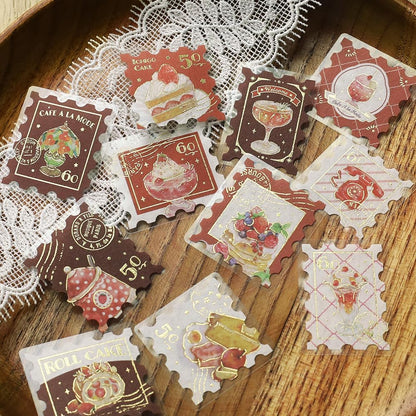 BGM Flake Stickers Set 45 pieces Coffee Shop A La Mode Post Office Postage Red