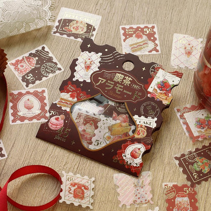 BGM Flake Stickers Set 45 pieces Coffee Shop A La Mode Post Office Postage Red