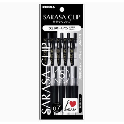 Zebra Sarasa Clip BLACK Gel Ball Pen 0.3 0.4 0.5 0.7 1.0 mm