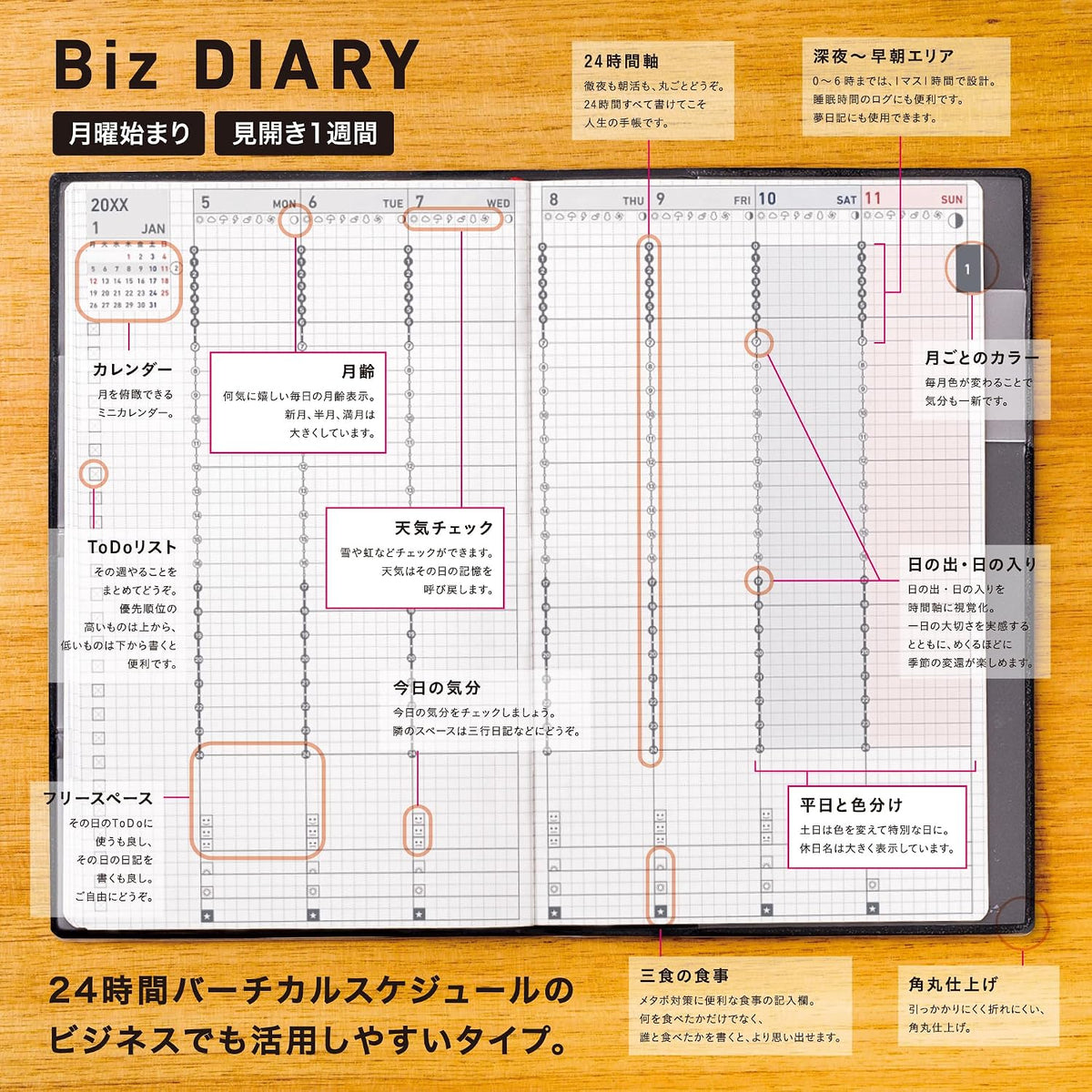 Kokuyo Jibun Techo Biz 2027 - A5 Slim, B6 Mini Notebook - Monthly Weekly Planner