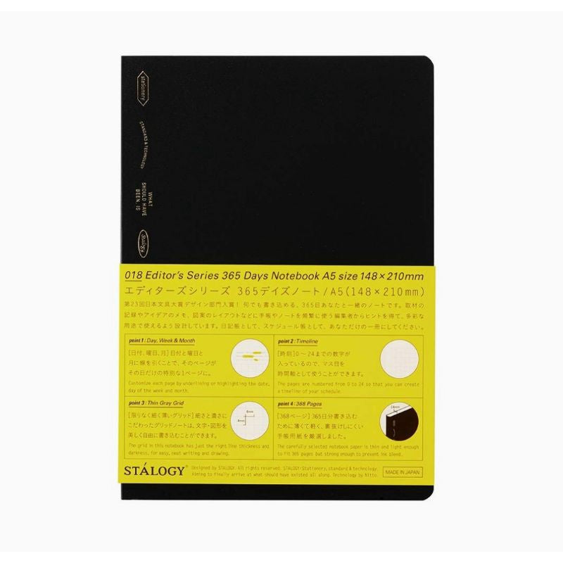 [On Hand] Nitoms STALOGY 365 Days Grid / Dot / Plain Blank Slim Notebook A6 B6 A5 B5 A4