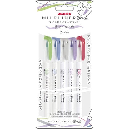 Zebra Mildliner 5 /10 Color SET Double Ended Highlighter & Brush