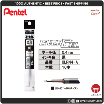 Pentel EnerGel REFILL XLRN4-A Needle-Point Gel Pen - 0.4 mm