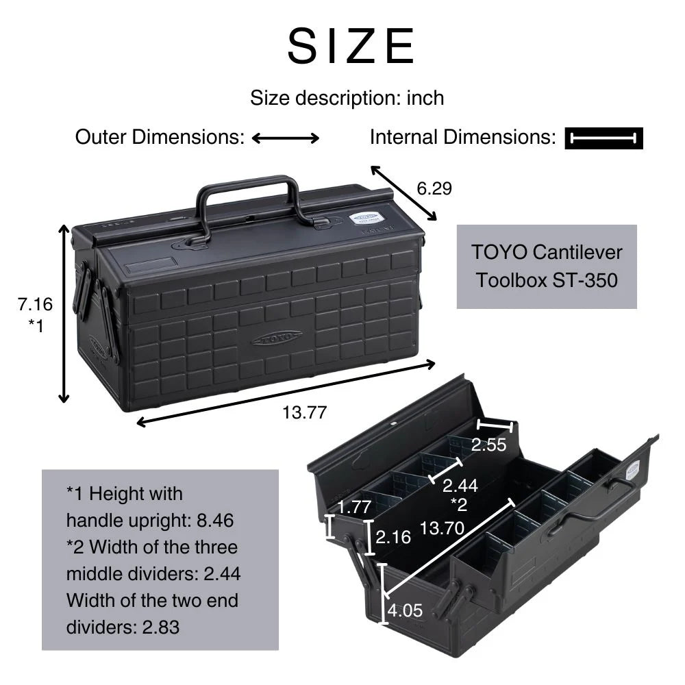 Toyo Steel Cantilever 2-Tier Toolbox ST-350