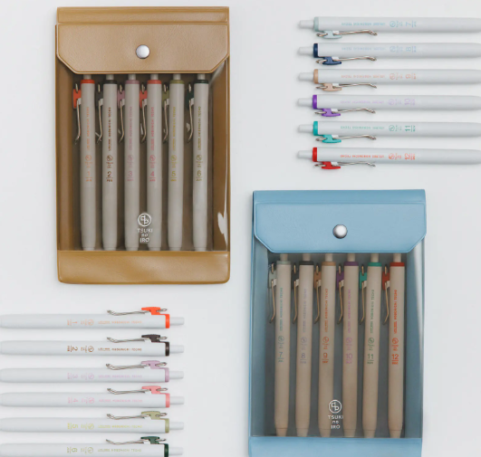 Hobonichi TSUKI no IRO Uniball One 0.38mm - Set of 6 with Case