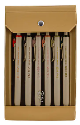 Hobonichi TSUKI no IRO Uniball One 0.38mm - Set of 6 with Case