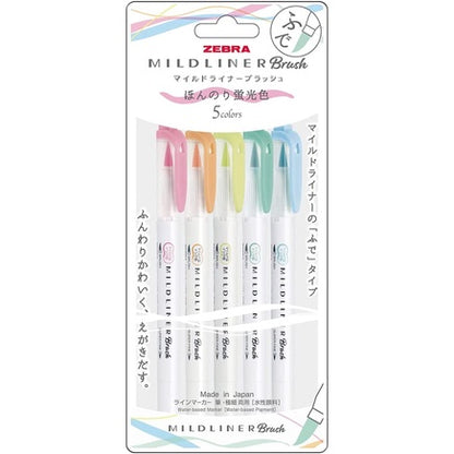 Zebra Mildliner 5 /10 Color SET Double Ended Highlighter & Brush