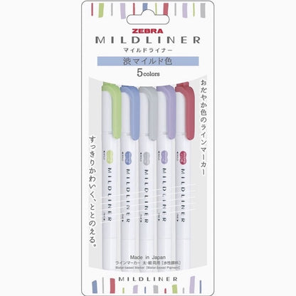 Zebra Mildliner 5 /10 Color SET Double Ended Highlighter & Brush