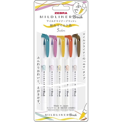 Zebra Mildliner 5 /10 Color SET Double Ended Highlighter & Brush