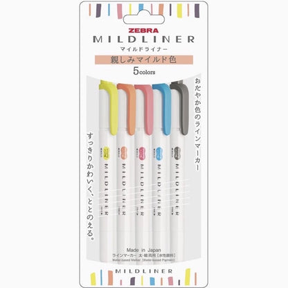 Zebra Mildliner 5 /10 Color SET Double Ended Highlighter & Brush