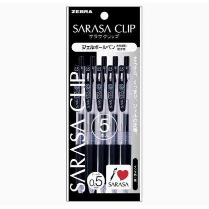 Zebra Sarasa Clip BLACK Gel Ball Pen 0.3 0.4 0.5 0.7 1.0 mm
