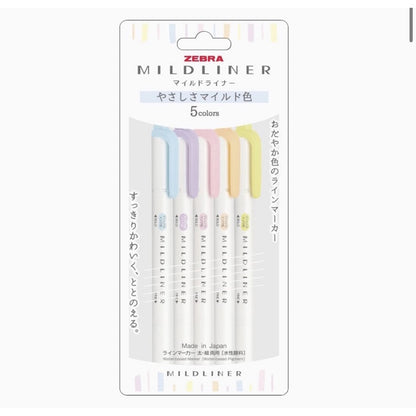 Zebra Mildliner 5 /10 Color SET Double Ended Highlighter & Brush