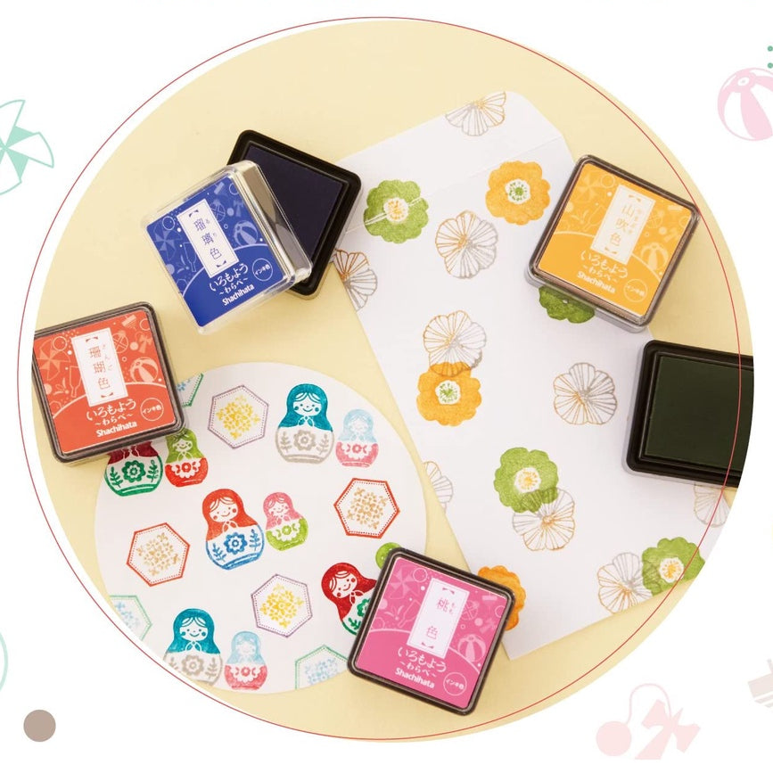 [On Hand] Shachihata Iromoyo Warabe Ink Pad Oil Based 29 Colors Clear Stamps Journal Scrapbooking