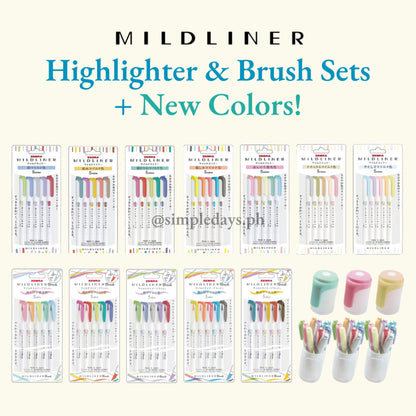 Zebra Mildliner 5 /10 Color SET Double Ended Highlighter & Brush