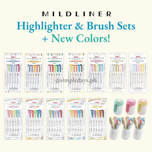Zebra Mildliner 5 /10 Color SET Double Ended Highlighter & Brush