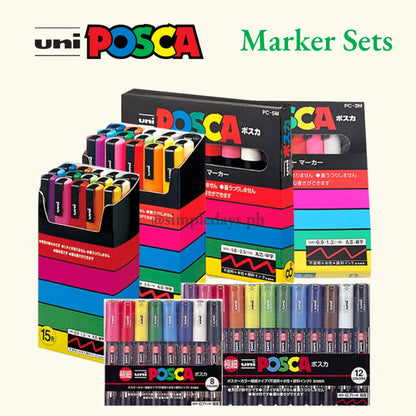 [On Hand] Uni Posca Paint Markers Set of 8 / 12 /15 Colors PC-1M PC-3M PC-5M