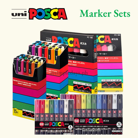 [On Hand] Uni Posca Paint Markers Set of 8 / 12 /15 Colors PC-1M PC-3M PC-5M