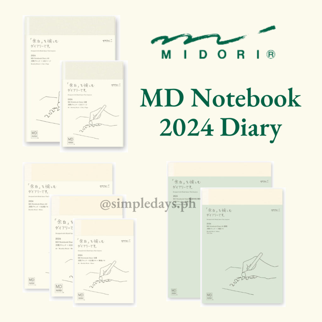 Midori 2024 MD Notebook Diary Planner Monthly / 1 Page 1 Day A6 B6 A5 A4
