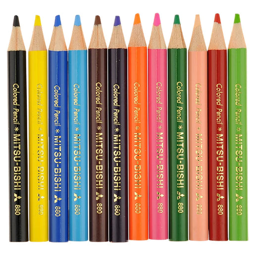 [On Hand] Uni Mini Colored Pencils 12-Color Set With Case